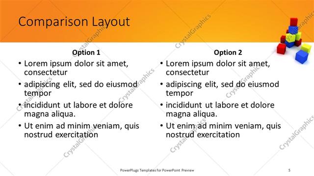 Comparison presentation slide layout