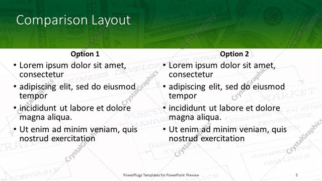 Comparison presentation slide layout