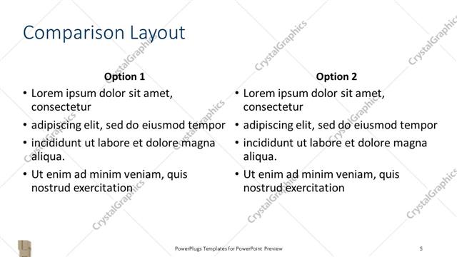 Comparison presentation slide layout