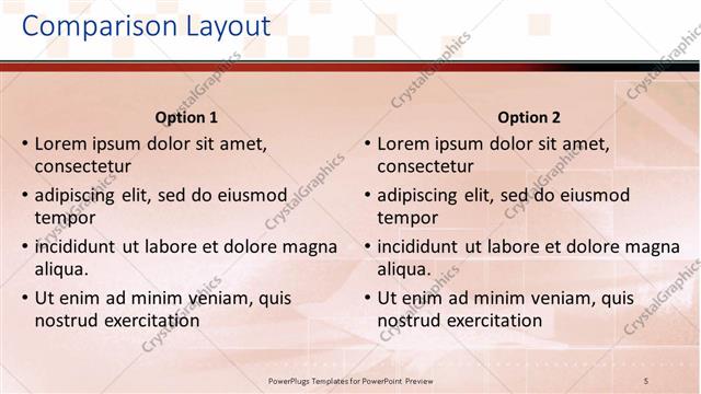 Comparison presentation slide layout