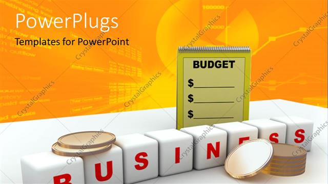  Presentation with budget - A number of boxes with the word business and yellowish background