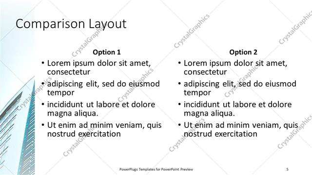 Comparison presentation slide layout