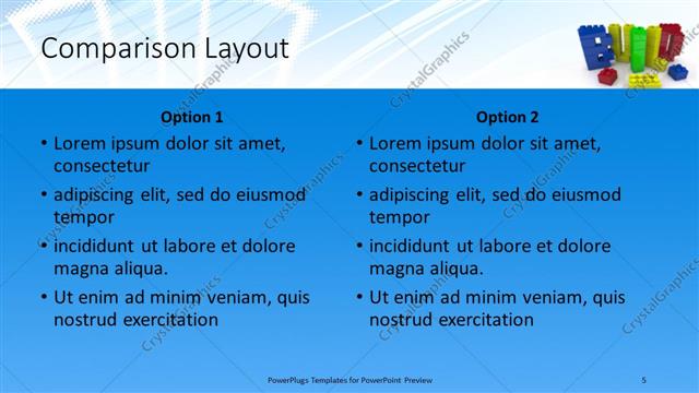 Comparison presentation slide layout
