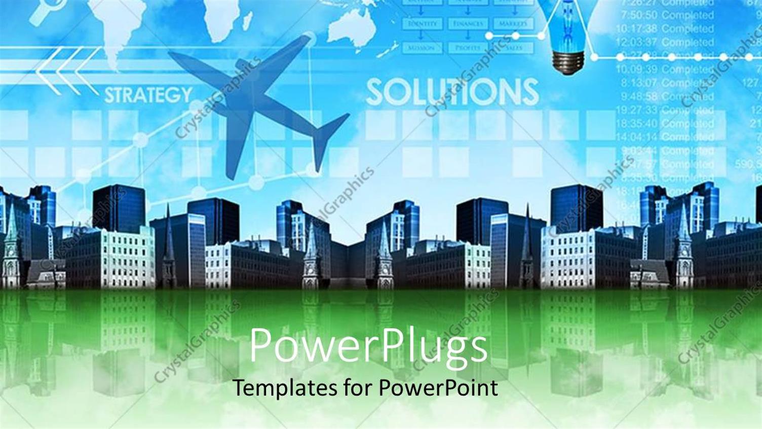 Featuring a Number of Buildings with Airplanes Flying in the Air