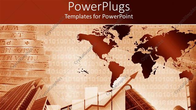  Presentation with business abstract - A number of buildings along with the map of the Earth