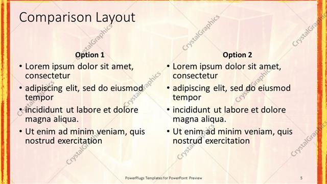 Comparison presentation slide layout