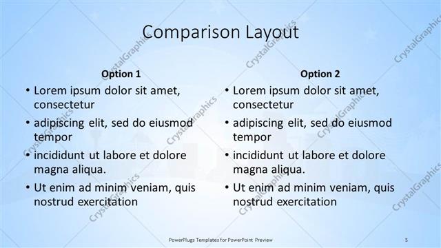 Comparison presentation slide layout