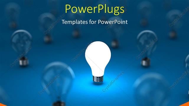  Presentation with idea - A number of bulbs with a glowing one