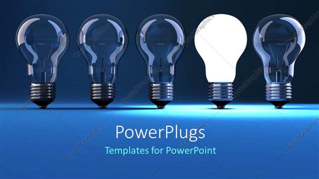  Presentation with stand - A  number of bulbs in a line with a lit one