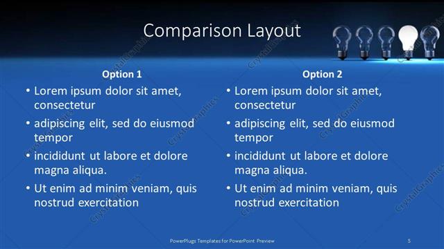 Comparison presentation slide layout