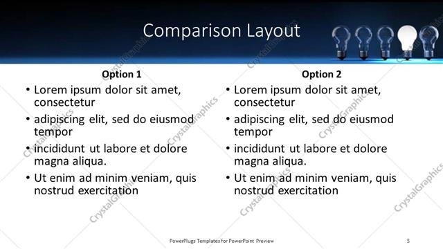 Comparison presentation slide layout