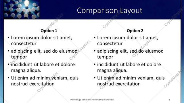 Comparison presentation slide layout
