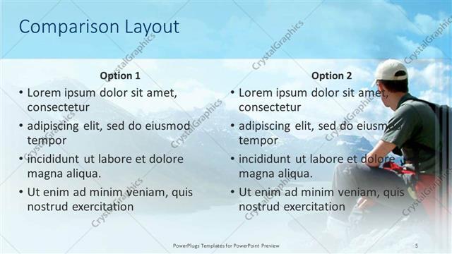 Comparison presentation slide layout