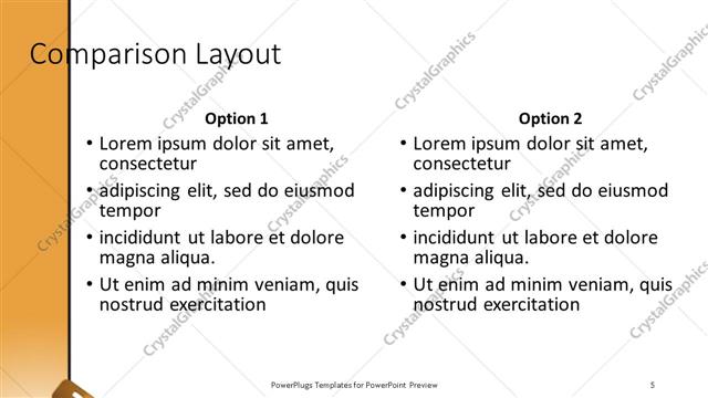 Comparison presentation slide layout