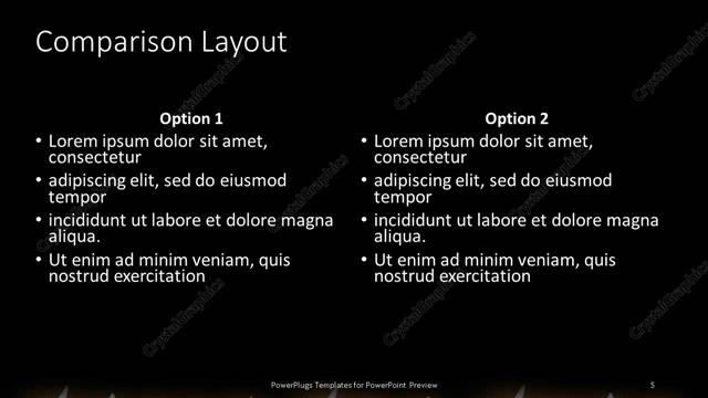 Comparison presentation slide layout