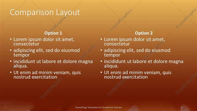 Comparison presentation slide layout