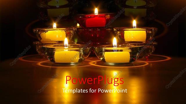  Presentation with candles - A number of burning candles with their reflection in the background