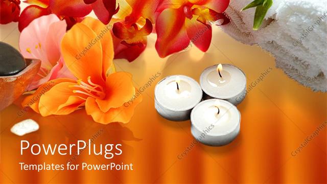  Presentation with candles - A number of burning candles and a whole lot of flowers