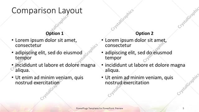 Comparison presentation slide layout