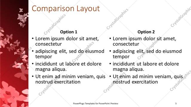 Comparison presentation slide layout
