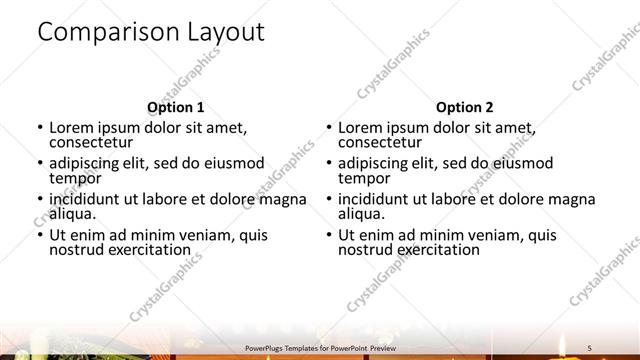Comparison presentation slide layout