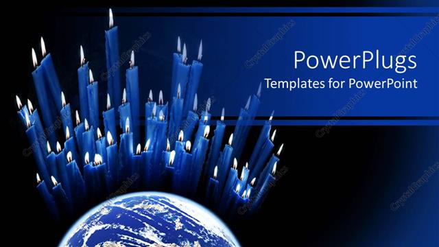  Presentation with candles - A number of candles in blue color along with the Earth