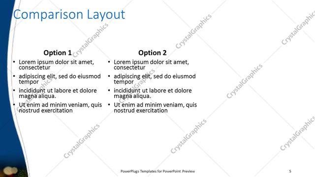 Comparison presentation slide layout