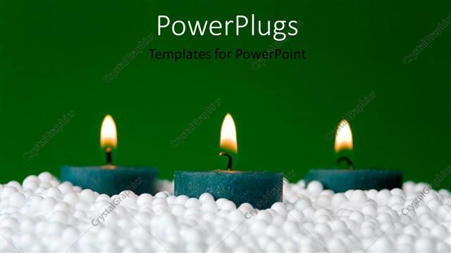  Presentation with candle - A number of candles with greenish background and place for text