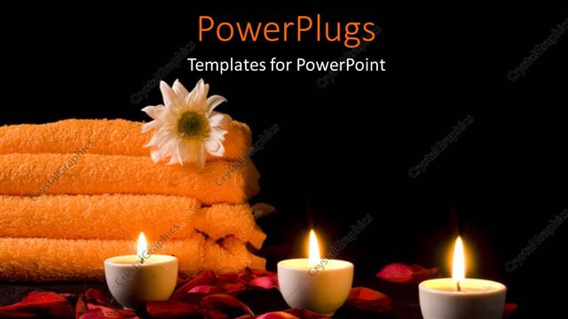  Presentation with spa - A number of candles with spa material in the background