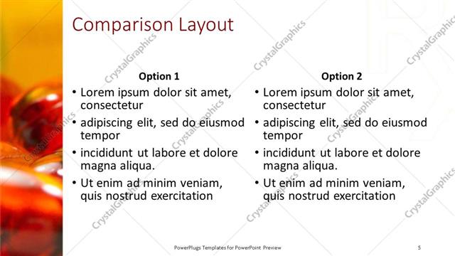 Comparison presentation slide layout