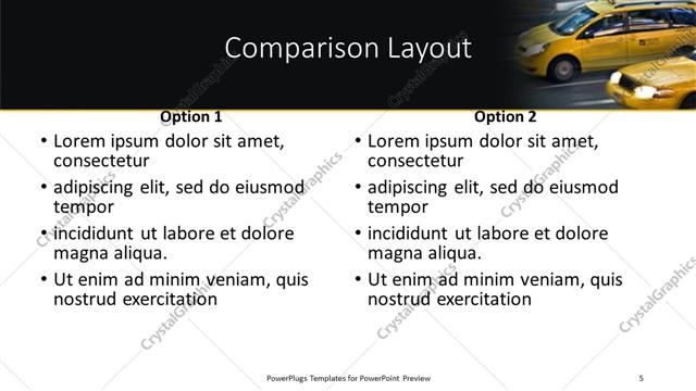 Comparison presentation slide layout