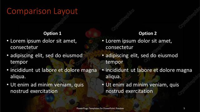 Comparison presentation slide layout