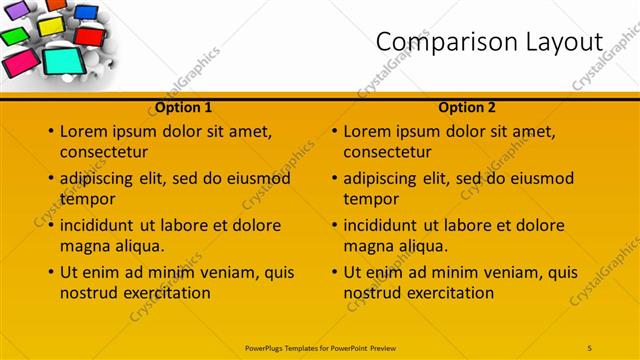 Comparison presentation slide layout