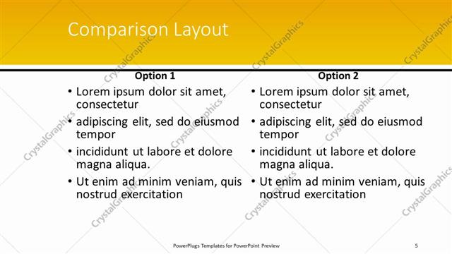 Comparison presentation slide layout