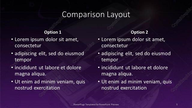 Comparison presentation slide layout