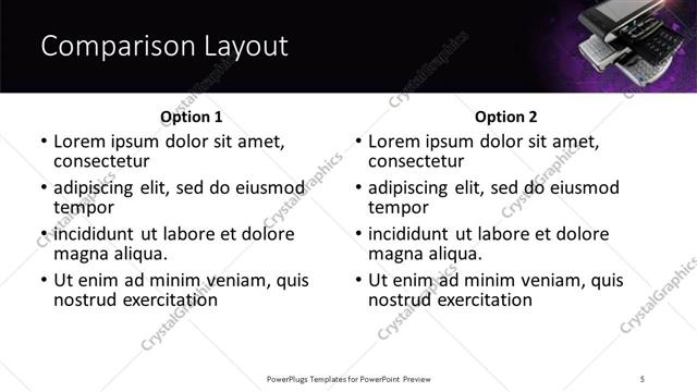 Comparison presentation slide layout