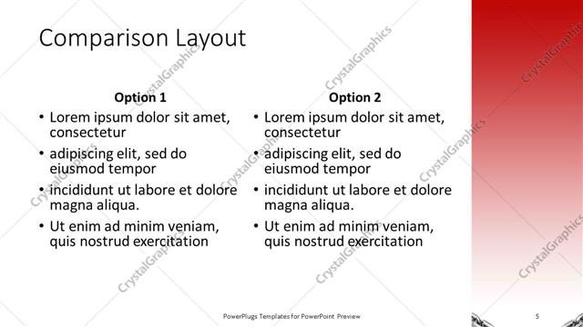 Comparison presentation slide layout
