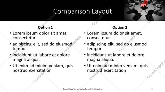Comparison presentation slide layout