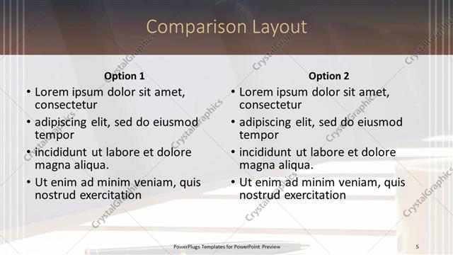 Comparison presentation slide layout