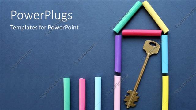  Presentation with home - A number of chalks with bluish background