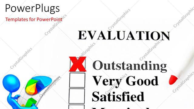  Presentation with evaluation - A number of check boxes with a person holding financial report