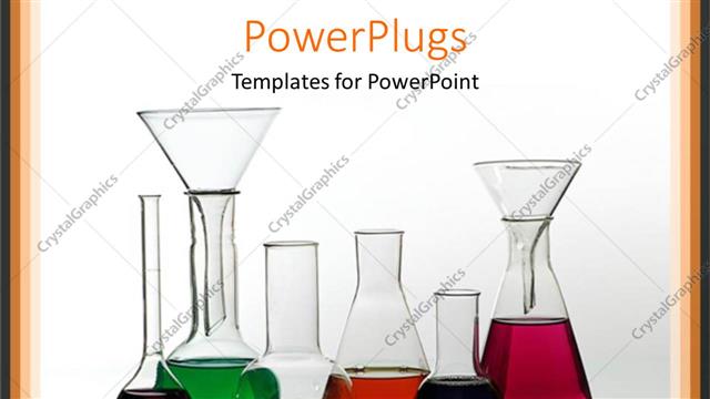  Presentation with science - A number of chemicals of different colors with white background