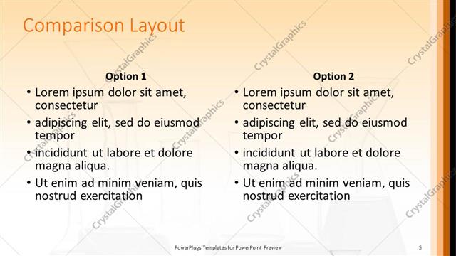 Comparison presentation slide layout
