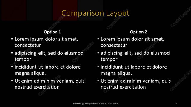 Comparison presentation slide layout