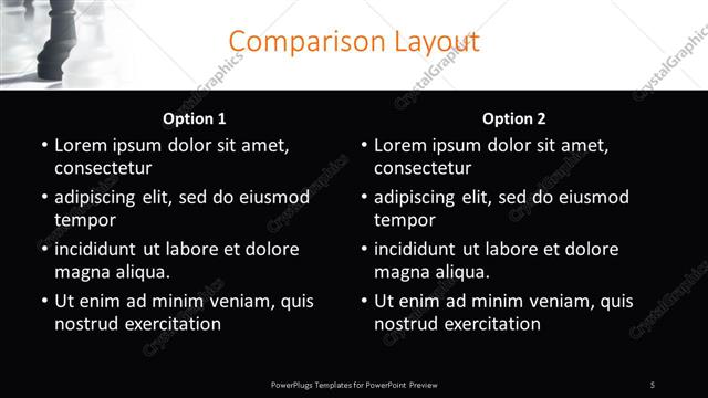Comparison presentation slide layout