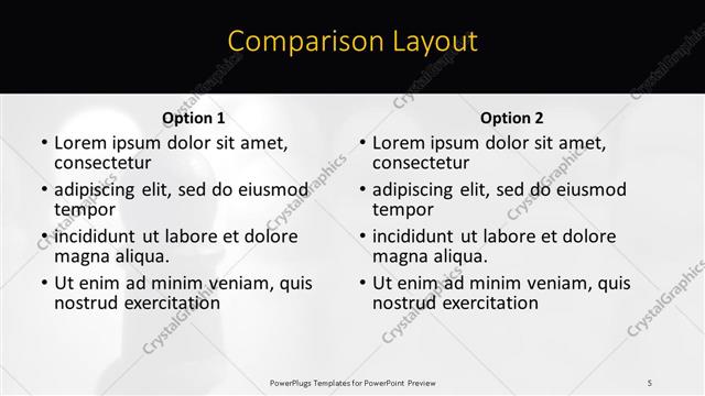 Comparison presentation slide layout