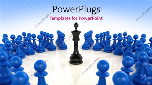  Presentation with chess pieces - A number of chess pieces with a bluish background