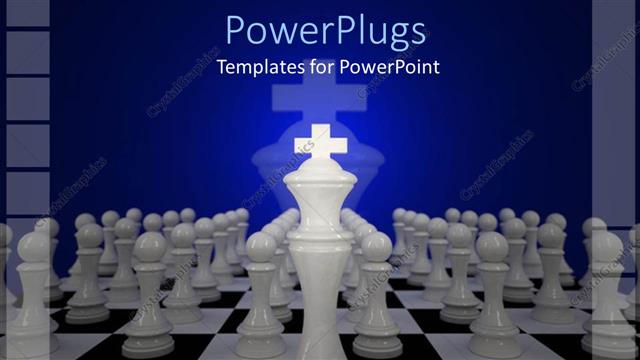  Presentation with chess pieces - A number of chess pieces with bluish background