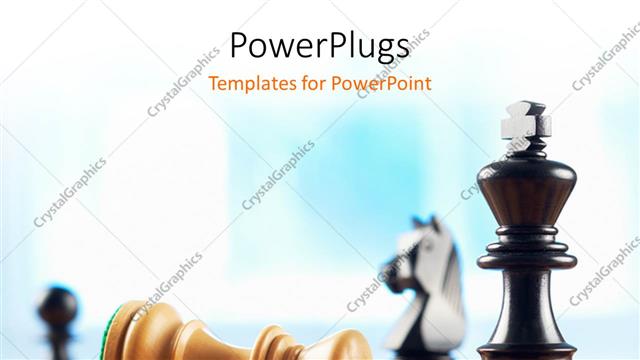  Presentation with chess pieces - A number of chess pieces and bluish background