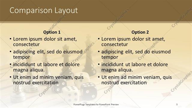 Comparison presentation slide layout